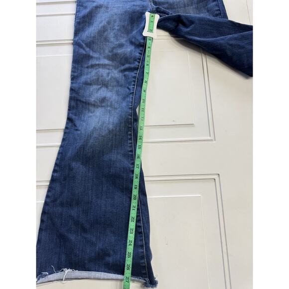 Judy Blue Pull On Flare Jeans Womens 7 28 Denim Medium Wash Raw Hem - Picture 3 of 8